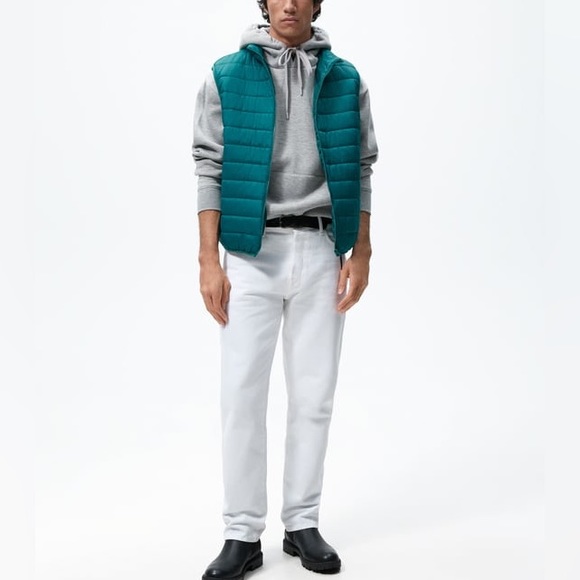 Zara men lightweight puffer vest Duck Blue NWT - Picture 2 of 4